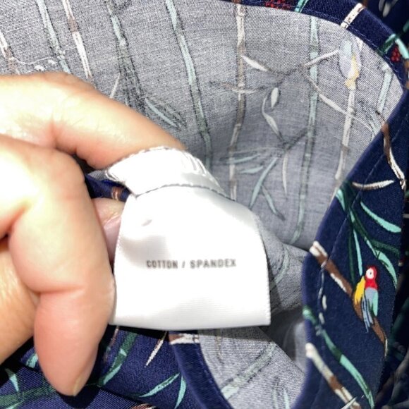 Mr. Peacock Button Front Shirt Mens Size XL Botanical Bird Print Cotton Spandex - Picture 5 of 12